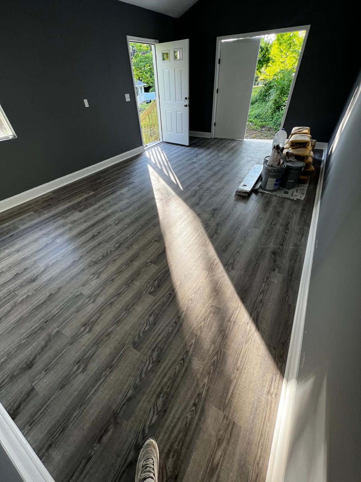 Charcoal Plank Living Room — Vinyl & Laminate in Bristol, PA